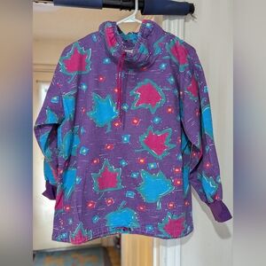 Kids Colorful Leaf Patterned Shirt Women's Size M